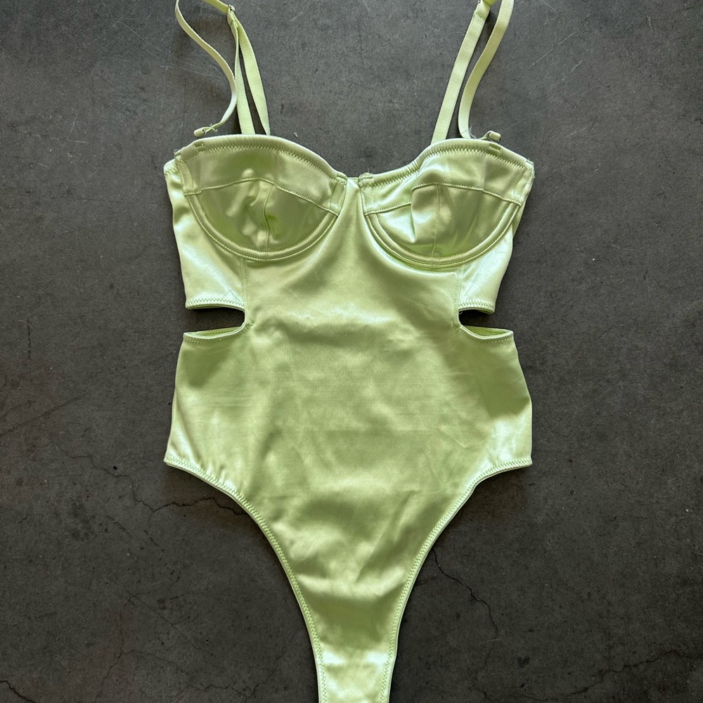 Women’s Out from Under for Urban Outfitters Green Satin Bodysuit